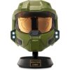 Halo Master Chief Deluxe Helm mit Ständer – LED-Leuchten auf jeder Seite – Battle Damaged Paint – Einheitsgröße – Bauen Sie Ihr Universum