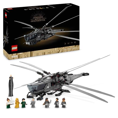 LEGO 10327 Icons Dune Atreides Royal Ornithopter, Set zum Sammeln für Erwachsene, Film-Geschenk für Männer, Frauen und Fans, Modell-Flugzeug mit 8 Figuren, darunter Paul Atreides und Baron Harkonnen